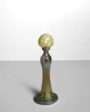 Tiffany Studios, Early 'Peacock' Lamp, favrile glass, patinated bronze, shade engraved 'LCT c5853'