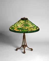 Tiffany Studios, 'Lily Pad' Table Lamp, patinated bronze, leaded glass, base and shade each stamped 'Tiffany Studios New York'