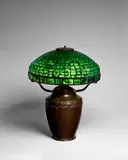 'Turtle Back Tile' Table Lamp by Tiffany Studios, leaded glass, patinated bronze, shade stamped 'Tiffany Studios,' base stamped with Tiffany Studios monogram and numbered, offered Dec 2023