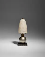 Table Lamp by Edgar Brandt, wrought and polished iron, stamped 'E, sold Dec 2023