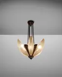 Marius-Ernest Sabino, Chandelier, silvered bronze, cast and acid frosted glass