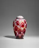 Camille Faure, Vase and Cover, enameled copper, enamel mark 'C