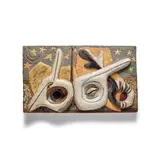Tyra Lundgren, Unique 'Ogonfaglar Under Stjarnhimmel' (Birds Eyes Under Starry Sky) Plaque, for Gustavsberg, stoneware, gloss glaze in shades of yellow, beige, brown, cream and blue