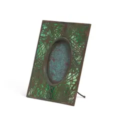 Pine Needle Picture Frame by Tiffany Studios, patinated bronze, Favrile glass, sold Jul 2023