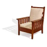 Gustav Stickley, Fixed-Back Armchair, model 324, oak, canvas upholstery, with red ink maker's mark