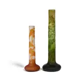 Two Vases by Émile Gallé, overlaid and etched glass, each with cameo mark 'Galle', sold Jul 2023