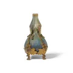 Amphora, Edda Vase, glazed porcelain, gilt metal, with raised stamp 'EDDA' and maker's mark, further stamped 'AMPHORA Austria' and numbered