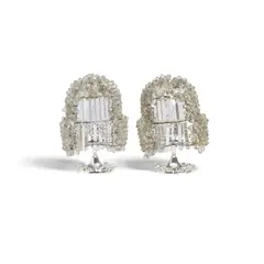 American Art Deco, Pair of Table Lamps, glass, chromed metal