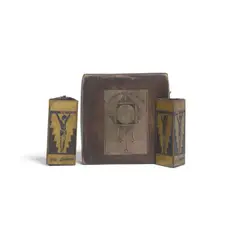 Demetre Chiparus, Two Rare Scent Bottles, enameled brass, glass, velvet, each impressed 'D