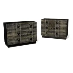 James Mont, Pair of Commodes, black cerused oak, each stamped 'James Mont design'