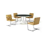 Tulip Dining Table by Eero Saarinen, for Knoll International, white painted cast aluminum, Verdi Alpi marble, sold Jul 2023