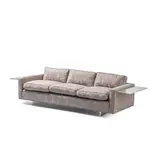 Vladimir Kagan, Sofa, stainless steel, lucite with Jack Lenor Larsen upholstery