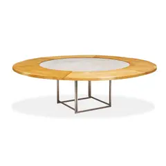 Poul Kjaerholm, PK54 Dining Table with Leaves, Kold Christensen, steel, marble, maple leaves