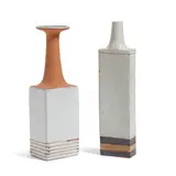 Bruno Gambone, Two Vases, glazed stoneware and terracotta, each painted 'GAMBONE ITALY'