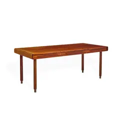 Desk by Italian Modern, walnut, brass, sold Jul 2023