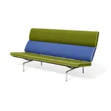 Charles and Ray Eames, Compact Sofa, for Herman Miller, wool upholstery, faux leather piping, chromed and enameled steel