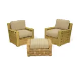 Audoux Et Minet, Pair of Chairs and an Ottoman, braided rope, upholstery