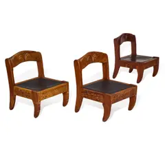 Group of Three Low Chairs by Don Shoemaker, , rosewood, leather, offered Jul 2023