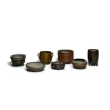 Chinese and Japanese, Assorted Group of Seven Vessels, bronze, copper, three signed with artist's mark on undersides