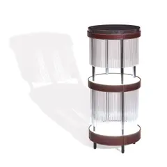 Label Famille, Tchin Liquor Stand, for Plumbum, leather, glass, granite, acrylic