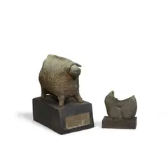 Erik Gronborg, Bos Gronborgi and Untitled Female Torso (Two Works), patinated bronze, both with wood base, Bos Gronborgi with title plate, the female torso incised 'Erik'