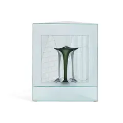 Sydney Cash, Triangular Trifold (Grey Form in White Box), slumped glass, signed and dated '© CASH 86'