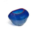 Cobalt Blue Basket with Cadmium Red Lip Wrap by Dale Chihuly, for Portland Press, blown glass, etched 'PP 94 Chihuly' on underside, together with black and clear Plexiglas case, sold Jul 2023