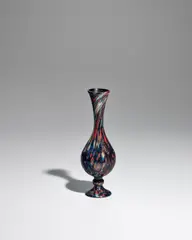 Francesco Ferro E Figlio, Screziato Vase, deep emerald glass applied with polychrome flecks and aventurine