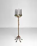 Six-Light Floor Lamp by Tiffany Studios, patinated bronze, Favrile glass, sold Jun 2023