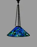 Clematis Hanging Shade by Tiffany Studios, leaded glass and patinated bronze, tag stamped 'TIFFANY STUDIOS NEW YORK', sold Jun 2023