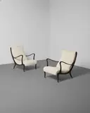 Vittorio Dassi, Pair of Lounge Chairs, walnut, upholstery