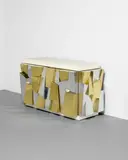 Paul Evans, Cityscape II Faceted Cabinet, PE354, Paul Evans for Directional, brass, chrome-plated steel, lacquered wood