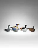Oiva Toikka, Four Large Bird Sculptures, for Nuutajarvi, hand-blown glass, engraved maker's marks to each
