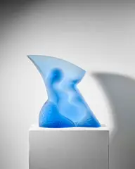 Latchezar Boyadjiev, Creation - Blue, cast, sand blasted and polished glass