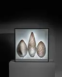 Tobias Mohl, 3 Part Twill Collection, blown glass, painted wood, and acrylic with internal lighting and presentation box, each sculpture engraved 'Tobias Mohl 2016'