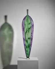 Dante Marioni, Purple in Green Leaf, blown glass, engraved 'Marioni 14'
