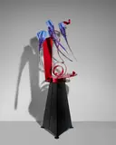 Rollin Karg, Tall Metal and Purple Glass Sculpture