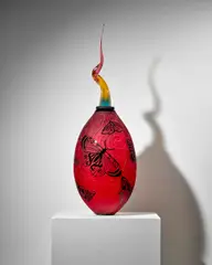 Duncan McClellan, Butterfly Vase, blown and acid etched glass