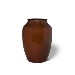 Vase by Dirk Van Erp, hammered copper, with open-box San Francisco on the underside, sold Mar 2023