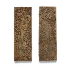 Batchelder Tile, Pair of Peacock Tiles, glazed terracotta