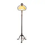 Floor Lamp by Tiffany Studios, patinated bronze, damascene glass, incised 'L, sold Mar 2023