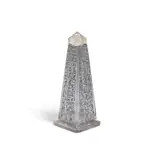 Compagnie de Saint Louis, Ramses II Perfume Bottle, for Bichara, glass with grey patina, with exterior and interior stoppers, etched 'Bichara Paris' along edge of base