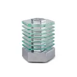 Maison Desny, Hexagonal Table Lamp, chrome plated metal, glass, stamped on underside 'DESNY PARIS/MADE IN FRANCE/DEPOSE'