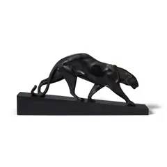Maurice Prost, Panther, patinated bronze, black marble base, etched 'M