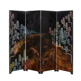 Jacques Midavaine, Leopard Four Panel Screen, lacquered wood