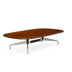 Charles and Ray Eames, Segmented Base Coffee Table, for Herman Miller, enameled steel, cast aluminum, rubber, rosewood