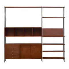 Wall Unit by Paul McCobb, walnut, aluminum, sold Mar 2023