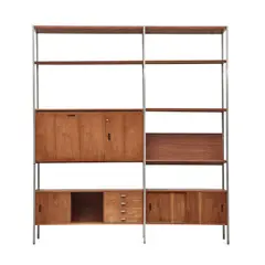 Wall Unit by Paul McCobb, from the Connisseur Collection for H SACKS & SONS, walnut, aluminum, sold Mar 2023