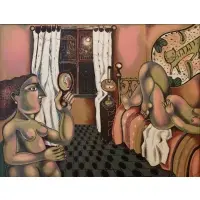 Vassilis Sperantzas, Figures in Bedroom, Lithograph