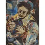 Carnival Figure by Alvin Hollingsworth, Oil on artist's board, sold Sep 2026
